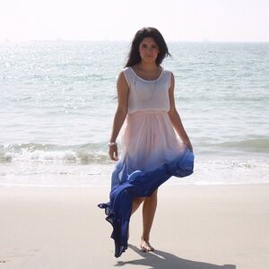Ombré blush/Navy Maxi skirt